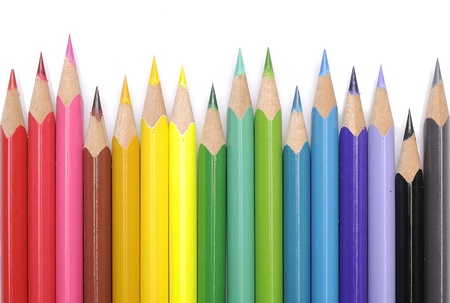 Color pencils isolated over white background close upの写真素材