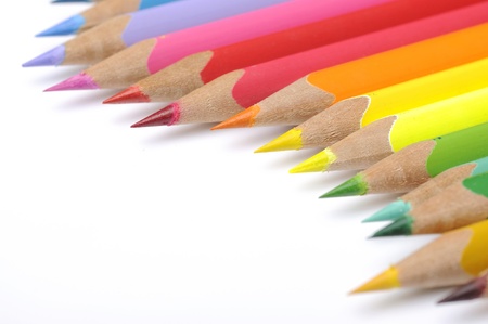 Color pencils isolated over white background close upの写真素材