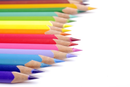 Color pencils isolated over white background close upの写真素材