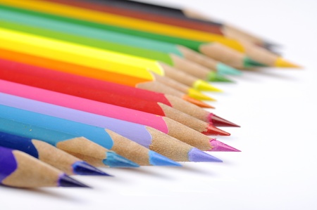 Color pencils isolated over white background close upの写真素材