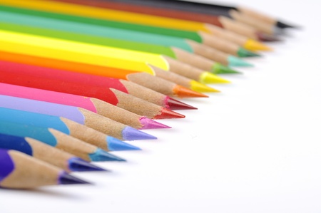 Color pencils isolated over white background close upの写真素材