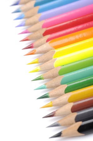 Color pencils isolated over white background close upの写真素材