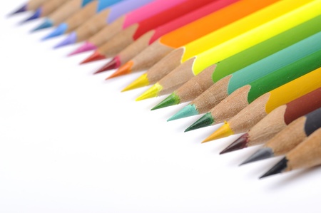 Color pencils isolated over white background close upの写真素材