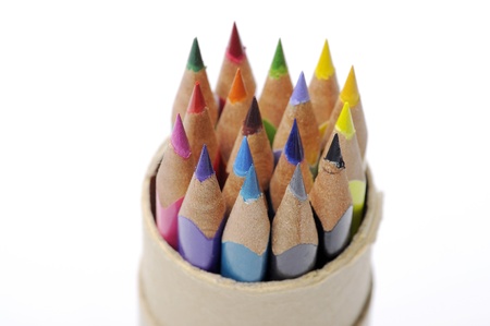 Color pencils isolated over white background close upの写真素材