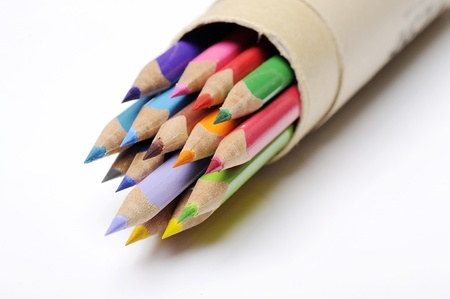 Color pencils isolated over white background close upの写真素材