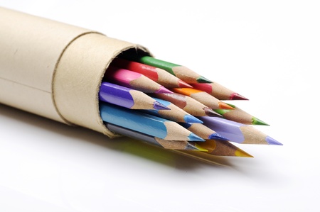 Color pencils isolated over white background close upの写真素材