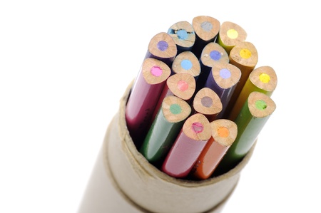Color pencils isolated over white background close upの写真素材