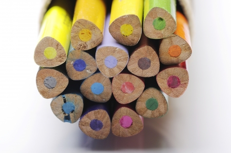 Color pencils isolated over white background close upの写真素材