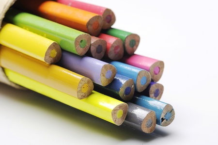 Color pencils isolated over white background close upの写真素材