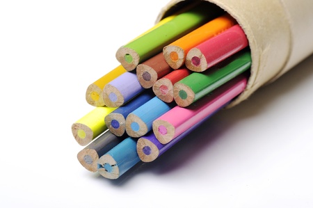 Color pencils isolated over white background close upの写真素材