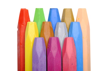 The stacks of crayon shot over white backgroundの写真素材