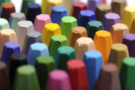 The stacks of crayon shot over white backgroundの写真素材