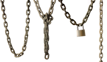 Set of chains isolated over white backgroundの写真素材