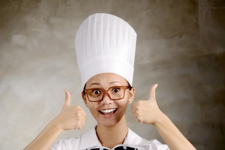 Funny woman chef say its ok  Good food conceptの写真素材