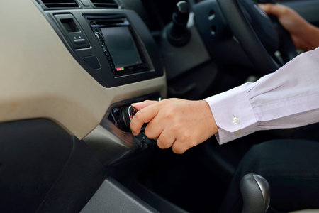 Man Turn On Air Conditioner On His Car