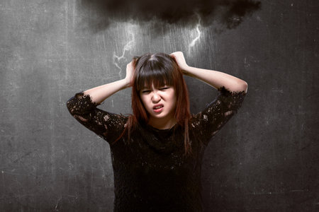 Asian business person get stress. Business depression concept