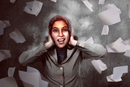 Asian business person get stress. Business depression conceptの写真素材