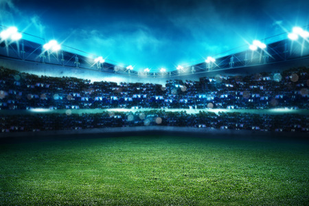 Image of empty football stadium background. You can put your designの写真素材