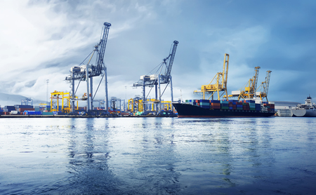 Image of sea port in Jakarta, Indonesiaの写真素材