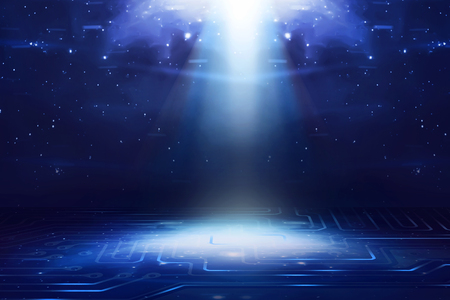 Virtual outer space. Cyberspace background. You can put your design on this imageの写真素材