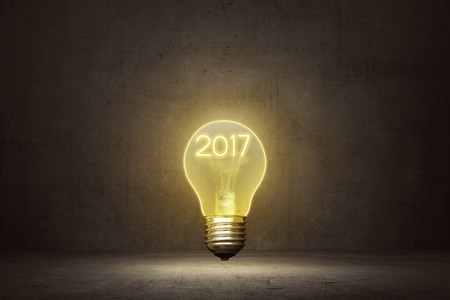 Light bulb with 2017 inside. New year concept ideaの写真素材