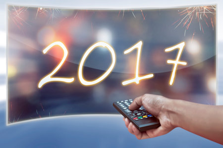 2017 number on the screen. Happy new year concept