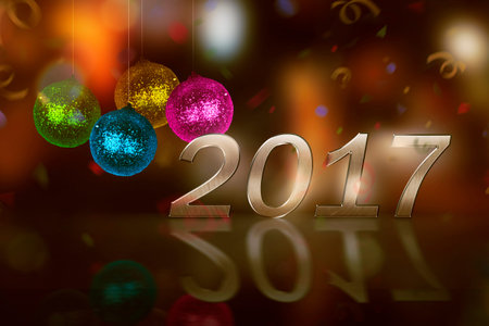 Image of 2017 number and ornament ball. Happy new year concept