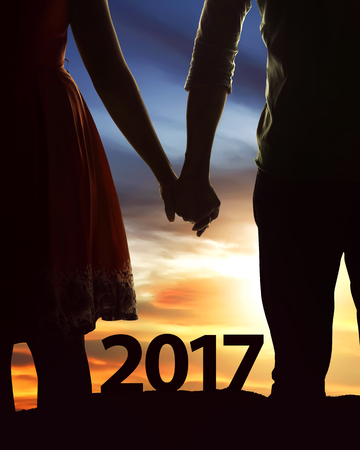 Image of asian couple celebrate 2017 new year eveの写真素材