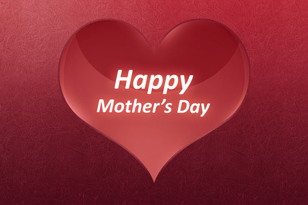 Happy Mother's day greeting written on big red heat with red grunge backgroundの写真素材
