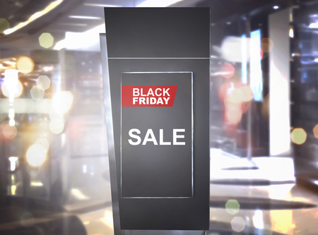 Sale on Black Friday announcement in the billboard advertising at mallの写真素材