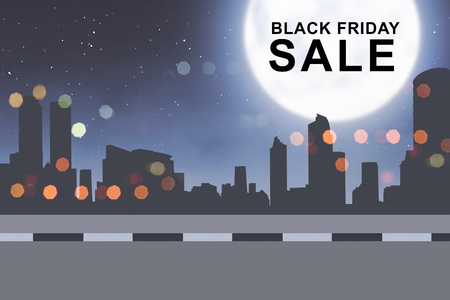 Special sale on Black Friday on the city at nightの写真素材