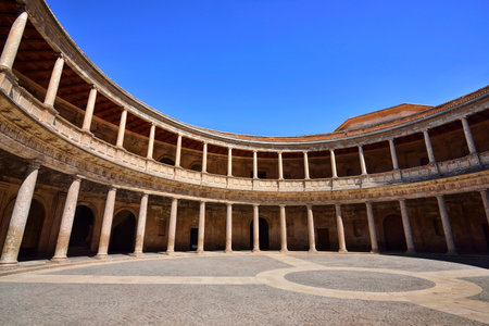 Scenery inside the Palace of Charles V in La Alhambra, Granada, Spainのeditorial素材