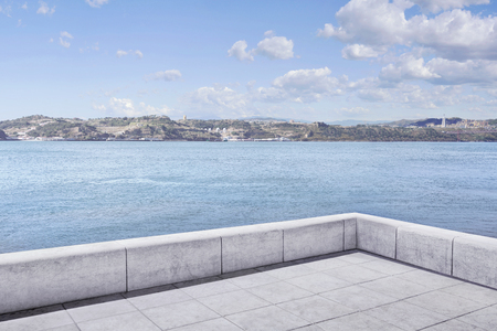 Image of corner of lisbon city near the river, portugalの写真素材