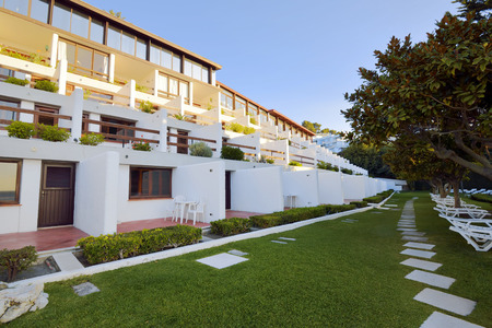 Outside view of hotel in Sesimbra, Portugalの写真素材