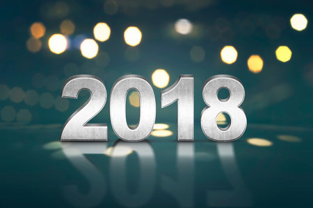 2018 number against bokeh background. Happy New Year 2018