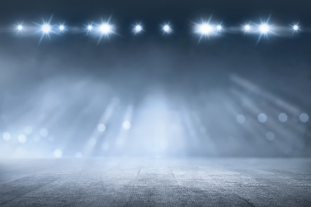Concrete floor with white lamp spotlight for backgroundの写真素材