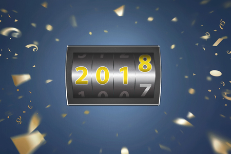 2018 Number from digital counter digits. Happy New Year 2018の写真素材