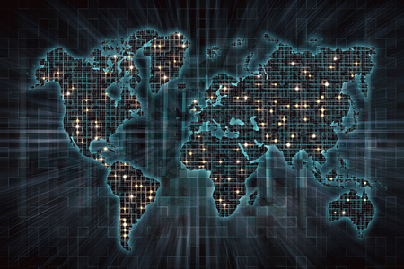 Image of financial business on the world with digital map backgroundの写真素材