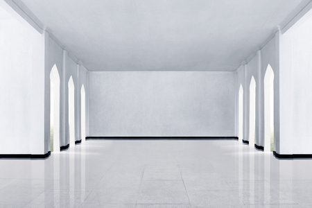 Marble floor and white wall on the mosqueの写真素材