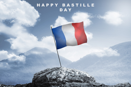 Happy bastille day with france Flag at 14th Julyの写真素材
