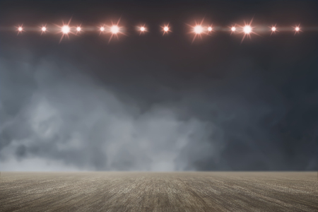 Floor with bright spotlights for backgroundの写真素材