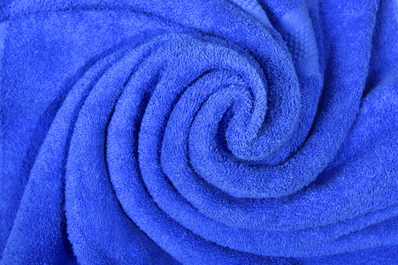 Close up view of blue towel with unique patternの写真素材
