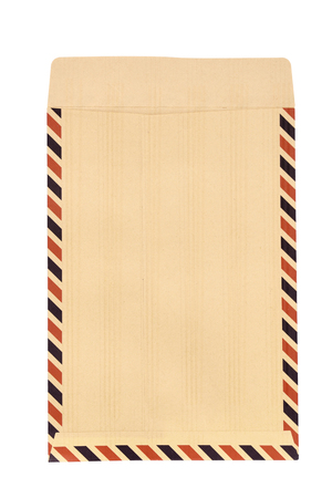 Brown envelope for business letter isolated over white backgroundの写真素材