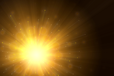 Yellow abstract lighting with dark backgroundの写真素材