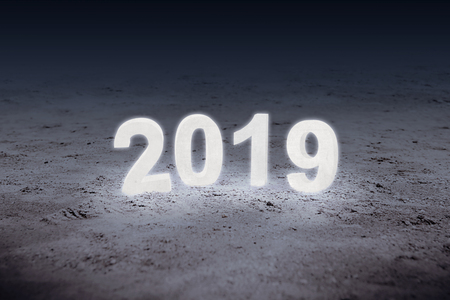 2019 shines over dark background. Happy New Year 2019の写真素材