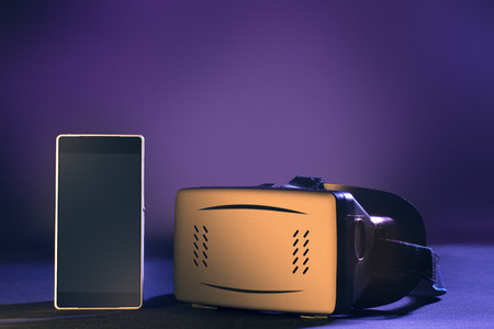 Smart phone and virtual reality headset. Lifestyle concept