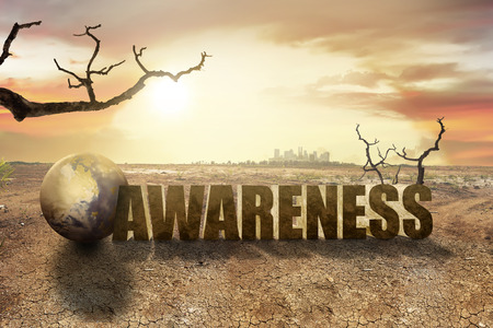 Awareness of global warming effect for environment on the earth. Global awareness conceptの写真素材