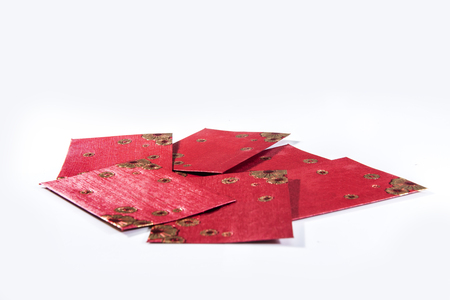 Red envelopes (Angpao) isolated over white backgroundの写真素材