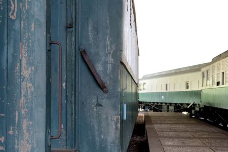 Train wagon in a station isolated over white backgroundの写真素材