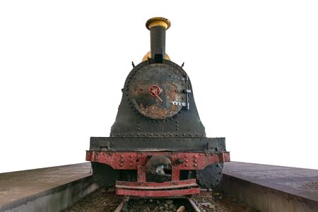 Vintage of Steam locomotive isolated over white backgroundの写真素材